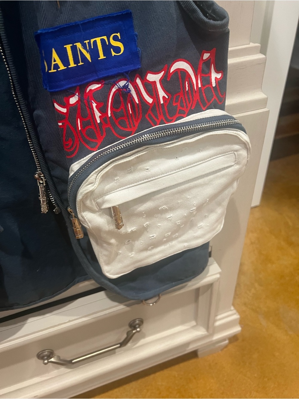 Lifted Anchors Navy Utility Vest with White Pocket Accents - Picture 6 of 7
